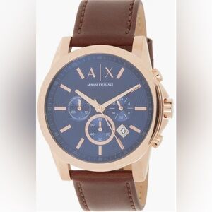 Armani Exchange Rose Gold and Navy Chronograph Watch